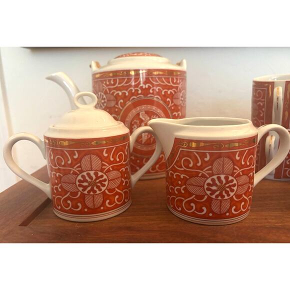 Vintage MCM Georges Briard Imperial Brocade Porcelain Tea Set 19 Piece ~ Japan - Picture 6 of 7